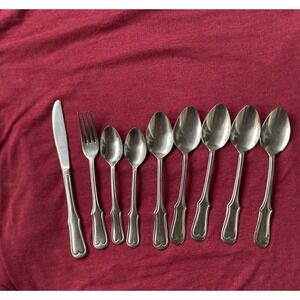 Oxford Hall Stainless Korea 9pc Flatware Set Knife Fork Spoons Heart Motif